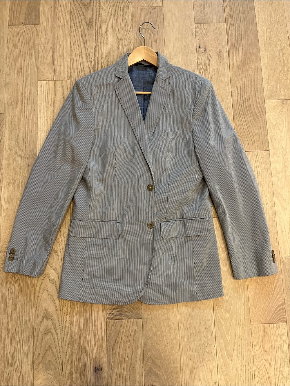 Banana Republic 100% Cotton Pinstripe Blazer Navy White Size 38R